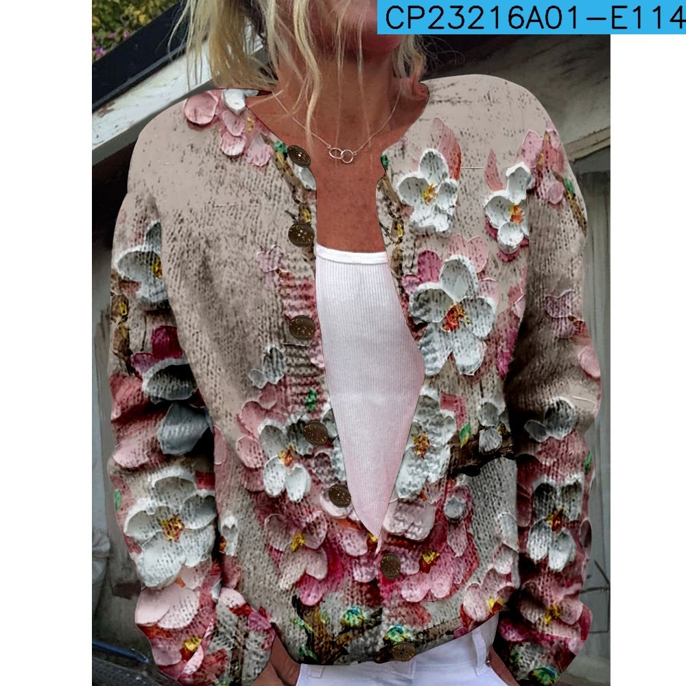 Women’s 3D Printed Knit Cardigan