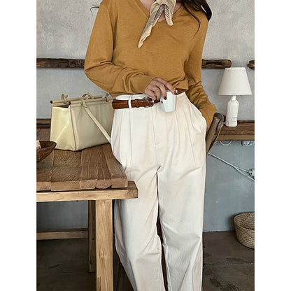 French Retro High Waist Casual Pants