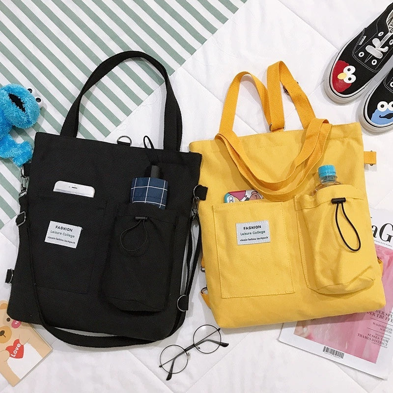 Harajuku Canvas Student Backpack with Pockets
