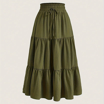 Women’s High-Waist Pleated Midi Skirt with Knot Detail