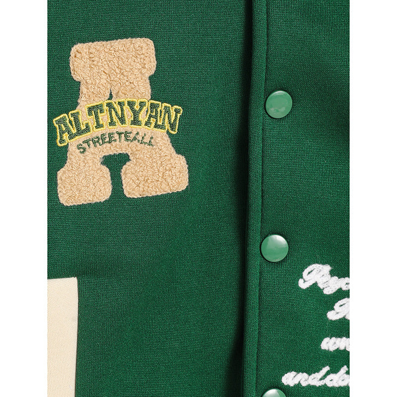 Kids Embroidered Letter Baseball Jacket – Unisex Casual Coat