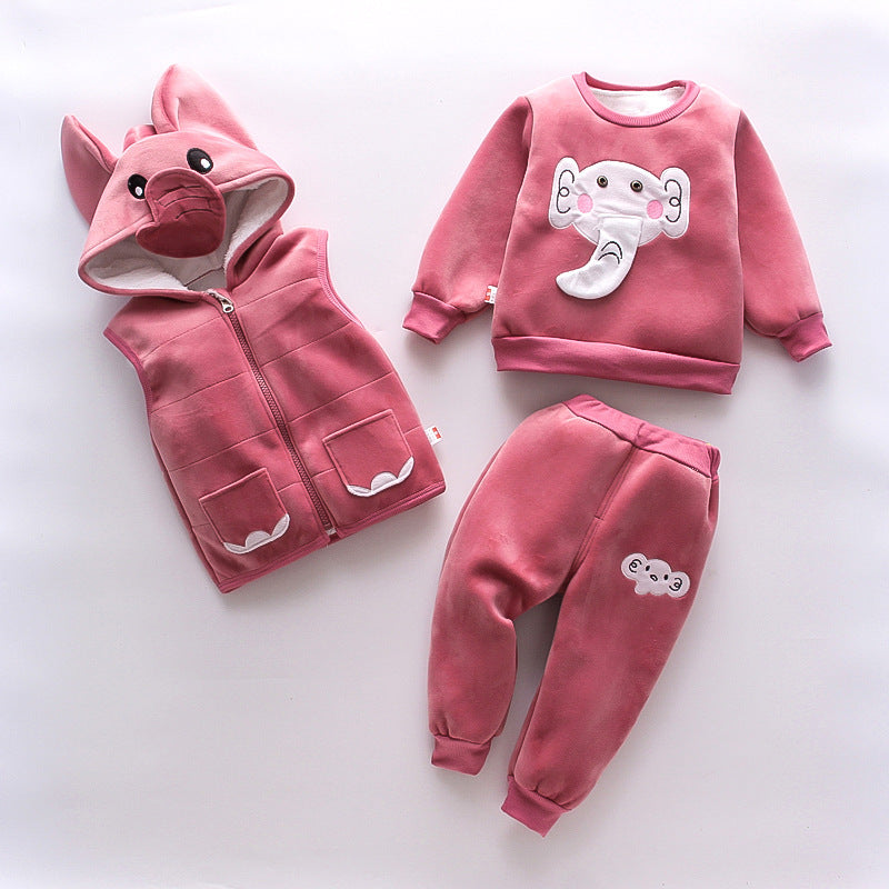 Boys Winter Thickened 3-Piece Clothing Set