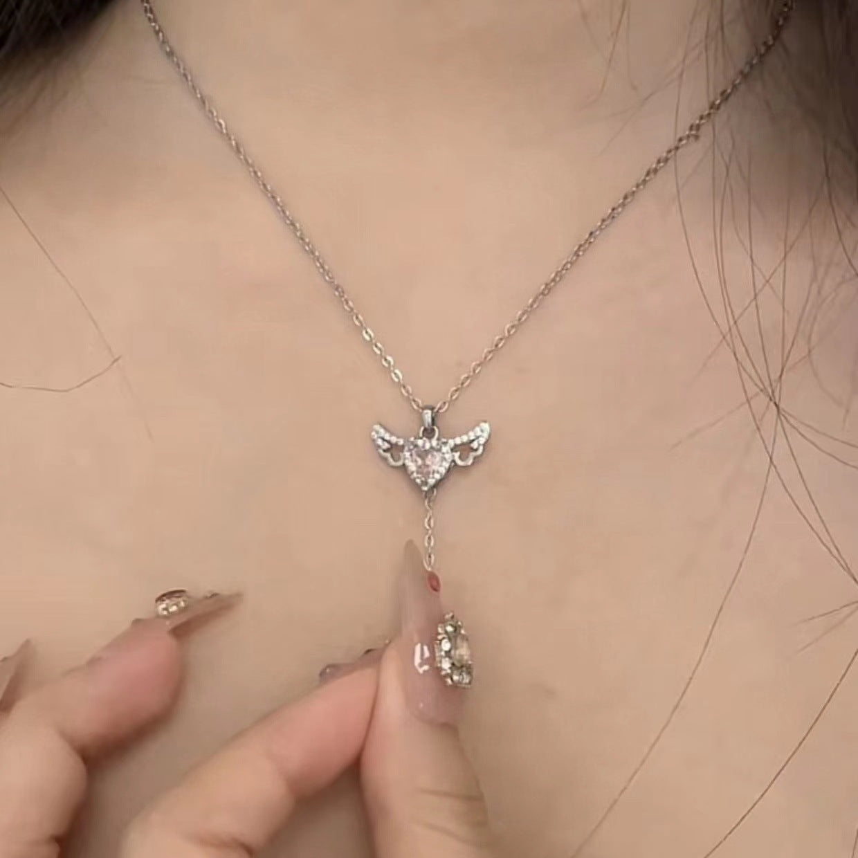 Cupid Heart Angel Wings Necklace – Valentine’s Jewelry Gift