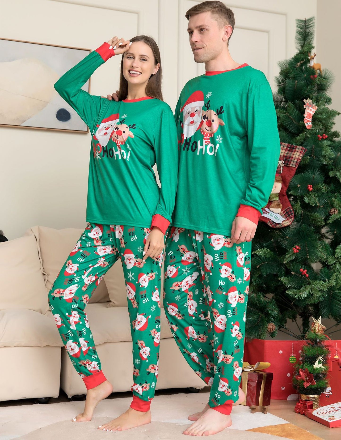 "Family Christmas Pajamas Set Matching Santa Claus Print Sleepwear"