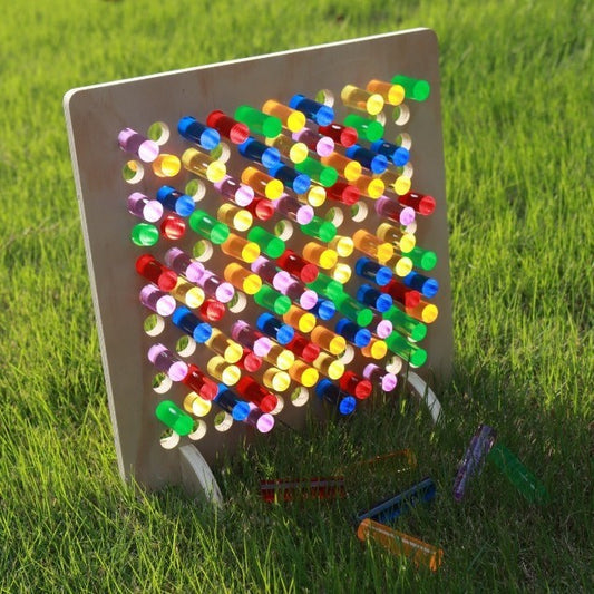 Montessori Early Childhood Education Rainbow Wire-wrap Board Pixel Art Educational Toys