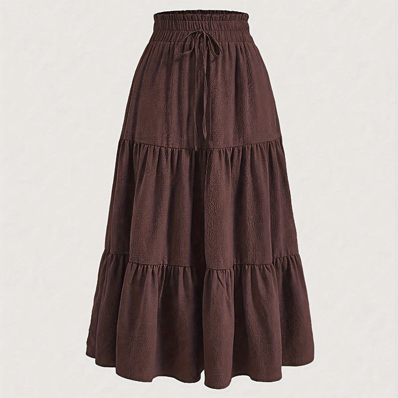 Women’s High-Waist Pleated Midi Skirt with Knot Detail