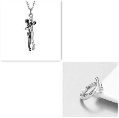 Love Hug Necklace for Couples – Unisex Jewelry Gift for Men and Women