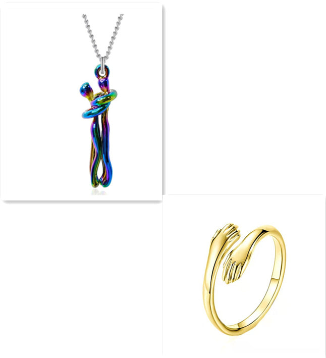 Love Hug Necklace for Couples – Unisex Jewelry Gift for Men and Women