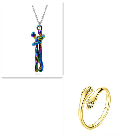 Love Hug Necklace for Couples – Unisex Jewelry Gift for Men and Women