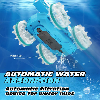 Children's All-terrain Amphibious Tank Remote Control Toy Car With Automatic Water Spray And Lighting Effects.