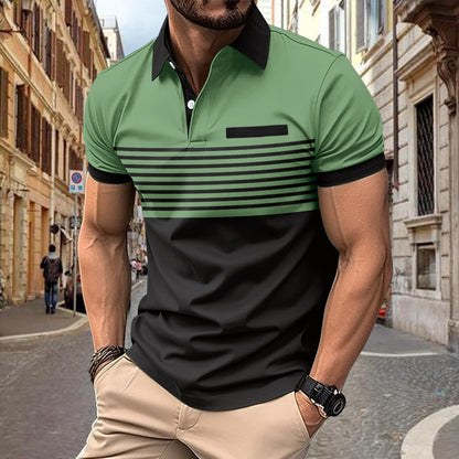 Men’s Casual Striped Shirt – Short Sleeve with Chest Pocket