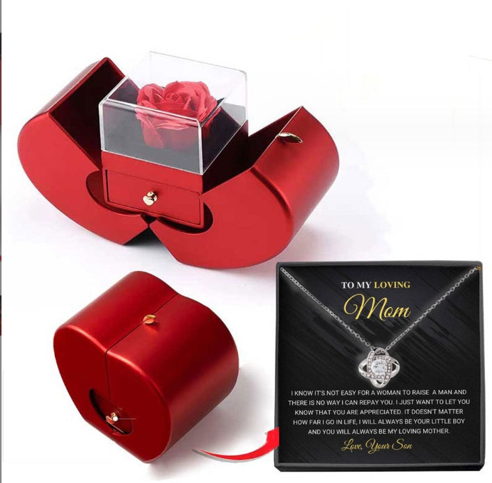 Red Apple Jewelry Box – Eternal Rose Gift for Women