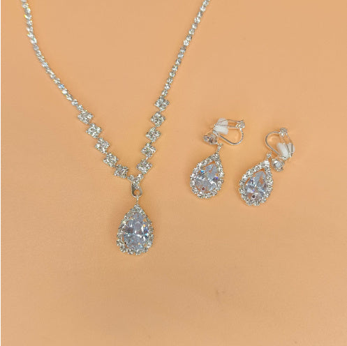 Rhinestone Zircon Water Drop Jewelry Set