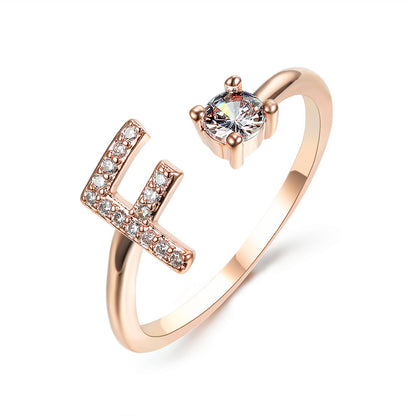 Adjustable Initial Letter Ring for Women – Elegant Fashion Jewelry