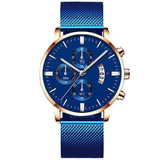 Men’s Luxury Business Quartz Watch – Mesh Band Design