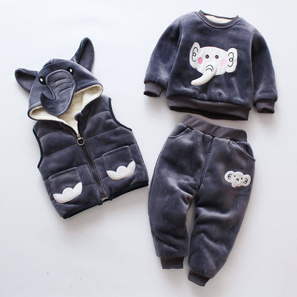 Boys Winter Thickened 3-Piece Clothing Set