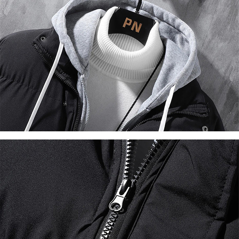 Men’s Hooded Winter Jacket – Thick Windproof Cotton Coat