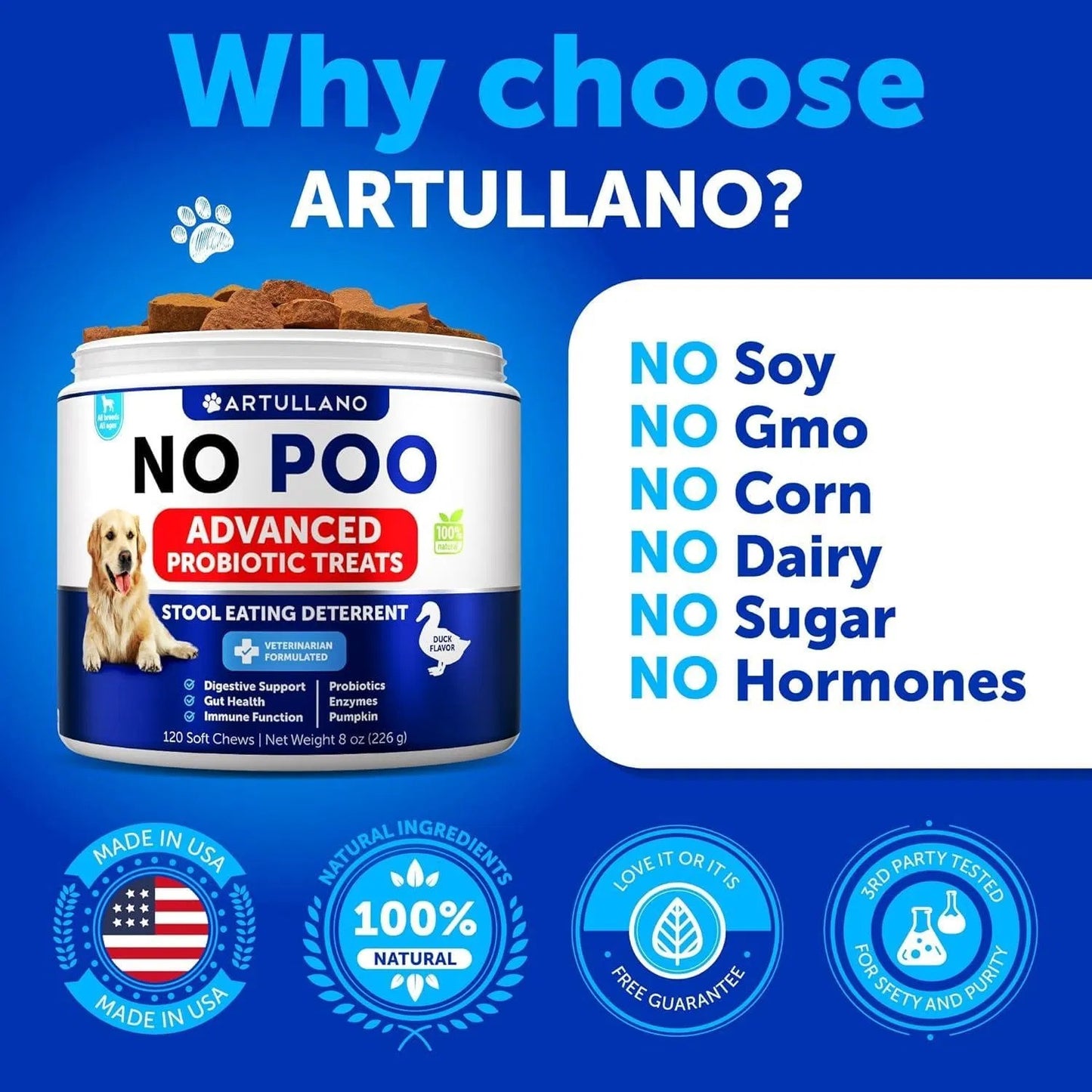 No Poo Chews for Dogs – Coprophagia Deterrent Treats with Probiotics & Enzymes, Immune & Digestive Support for Puppies & Dogs