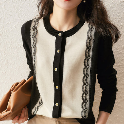 Women’s Slim Lace Patchwork Cardigan