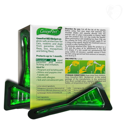 Natural Flea & Tick Prevention for Dogs, Cats & Rabbits – Topical Pest Control & Mosquito Repellent, 3 Drops for Small & Large Pets