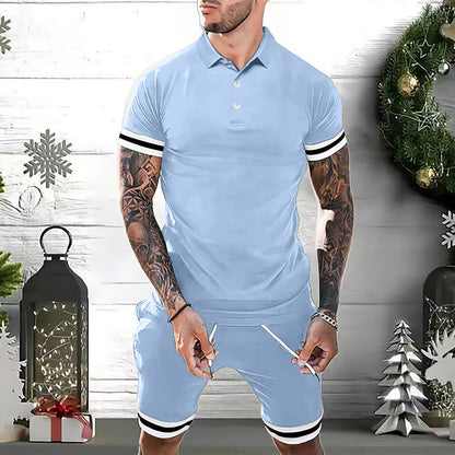 Men’s 2-Piece Summer Set – Short Sleeve Polo Shirt & Shorts Casual Tracksuit