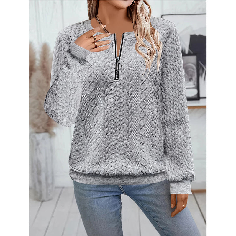 Women’s Textured Half Zip Pullover Sweatshirt
