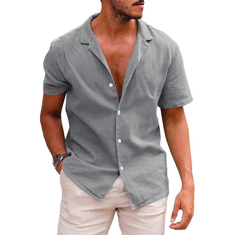 Men’s Casual Short Sleeve Button Down Beach Shirt for Summer