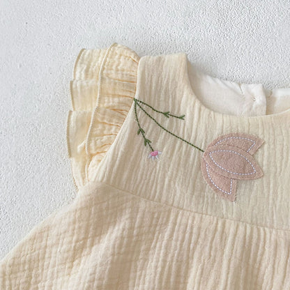 Kids Summer Embroidered Princess Romper Dress