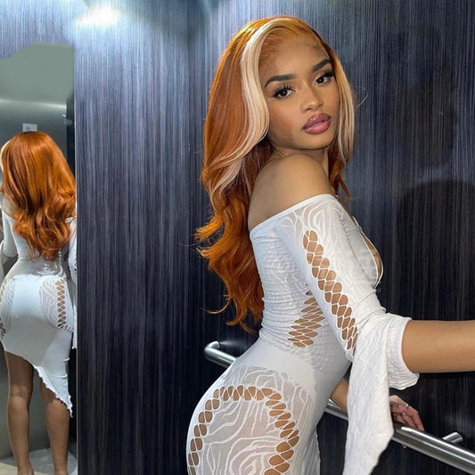 4x4 Human Hair Wig with Highlights 613