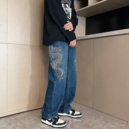 Men’s Loose Embroidered Jeans