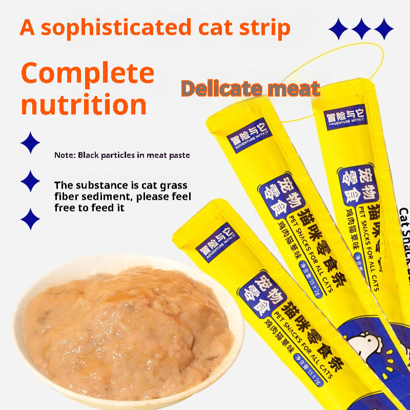 Cat Snack – Wet Food Chicken Strips with Grass, Healthy & Tasty Treats