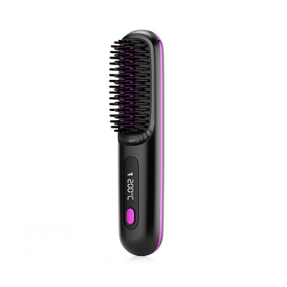 2-in-1 Wireless Hair Straightener Comb – Portable USB Hot Curler