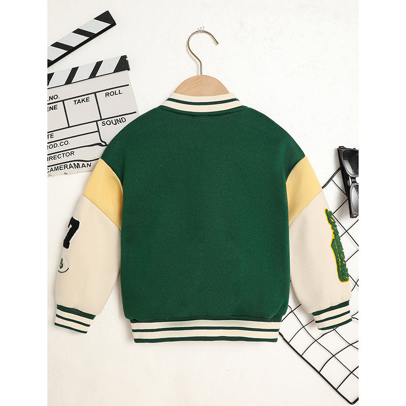 Kids Embroidered Letter Baseball Jacket – Unisex Casual Coat