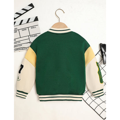 Kids Embroidered Letter Baseball Jacket – Unisex Casual Coat