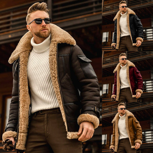 Men’s Military Winter Jacket – Warm Fleece Tactical Coat with Fur Collar
