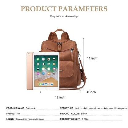 Waterproof PU Leather Backpack Purse Women Casual Shoulder Bag