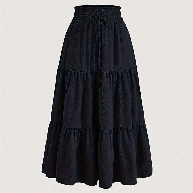 Women’s High-Waist Pleated Midi Skirt with Knot Detail