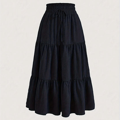 Women’s High-Waist Pleated Midi Skirt with Knot Detail