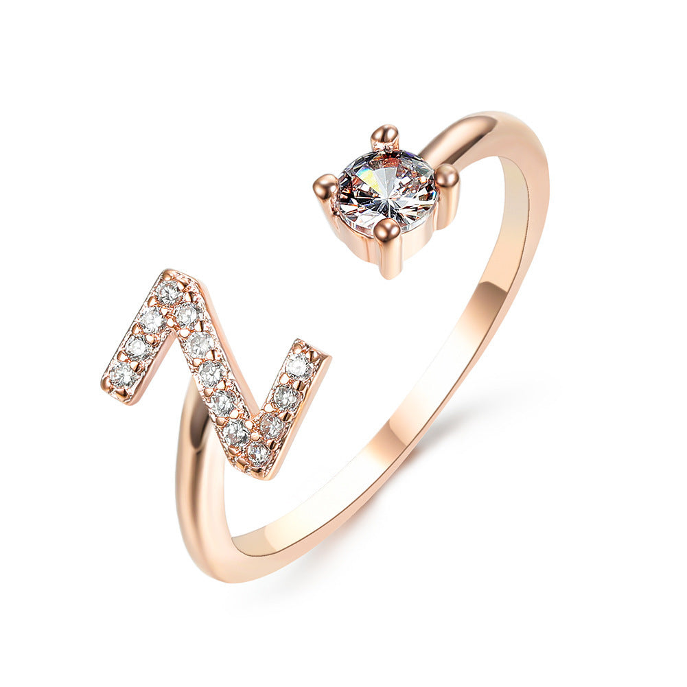 Adjustable Initial Letter Ring for Women – Elegant Fashion Jewelry