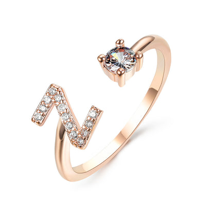 Adjustable Initial Letter Ring for Women – Elegant Fashion Jewelry