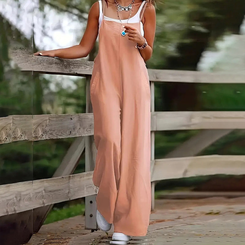 Plus Size Women’s Sleeveless Casual Jumpsuit with Pockets