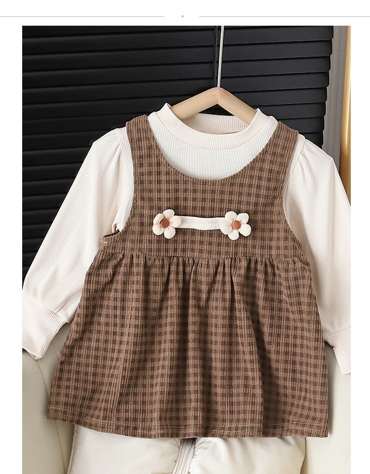 Baby Girl Round-Neck Long Sleeve Dress Suit
