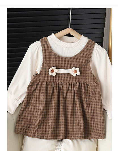 Baby Girl Round-Neck Long Sleeve Dress Suit