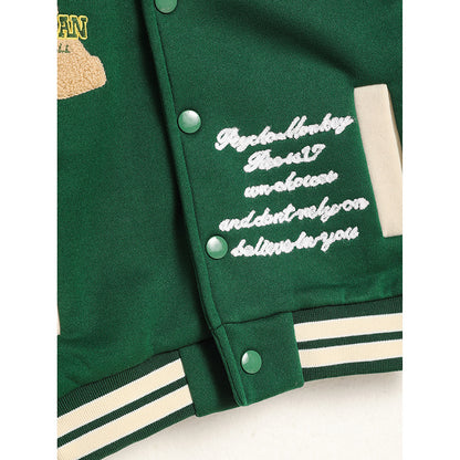 Kids Embroidered Letter Baseball Jacket – Unisex Casual Coat