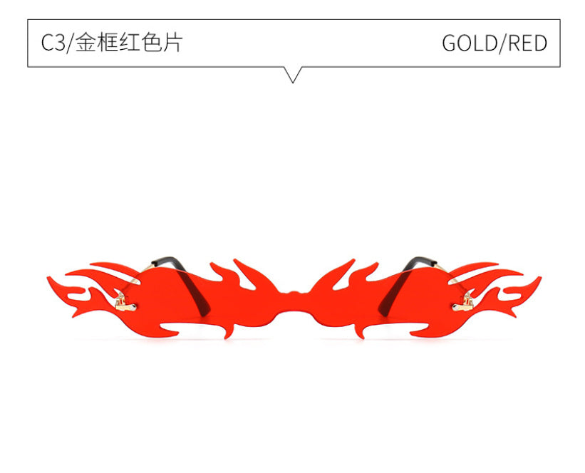 Flame One-piece Sunglasses Men And Women Catwalk Decorative Sunglasses