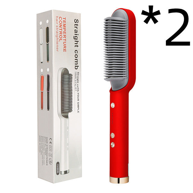 2-in-1 Hair Straightener & Curling Hot Comb – Electric Hair Brush