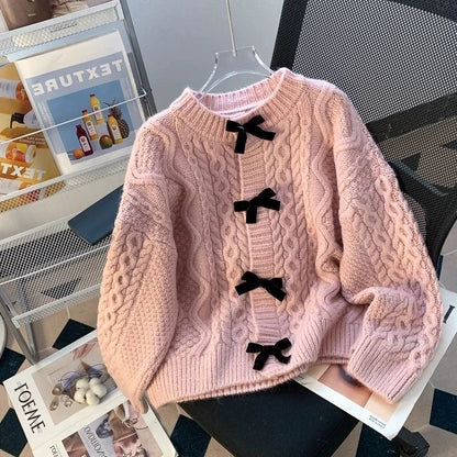 Women’s Retro Twist Bow Sweater Coat