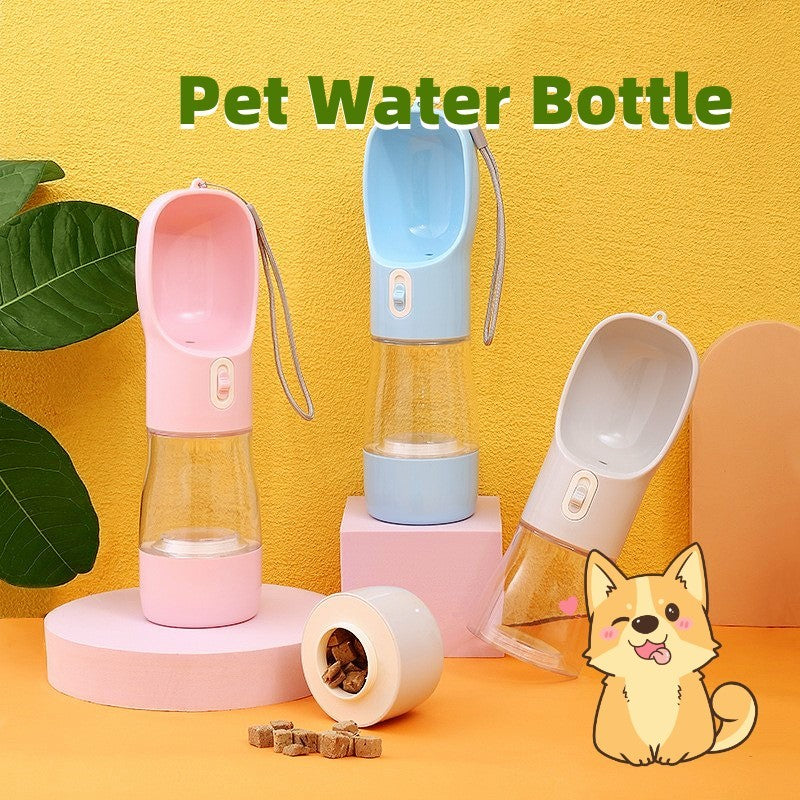 Portable Dog Water Bottle Feeder – Travel Pet Drinking & Food Bowl for Outdoor Use
