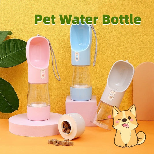 Portable Dog Water Bottle Feeder – Travel Pet Drinking & Food Bowl for Outdoor Use