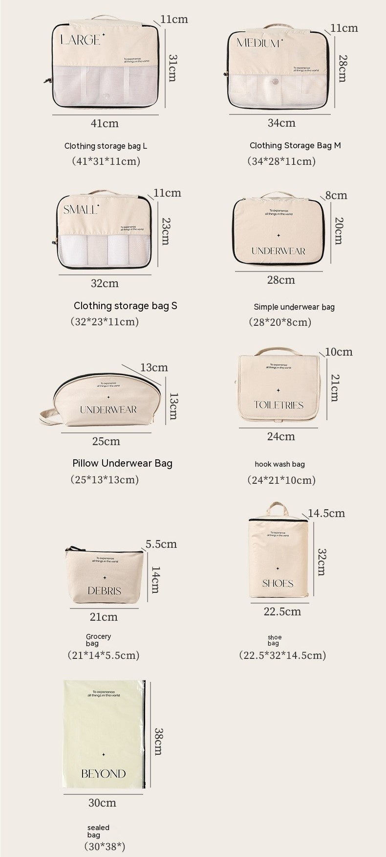 Travel Packing Storage Bag Set – Luggage Organizer Cubes
